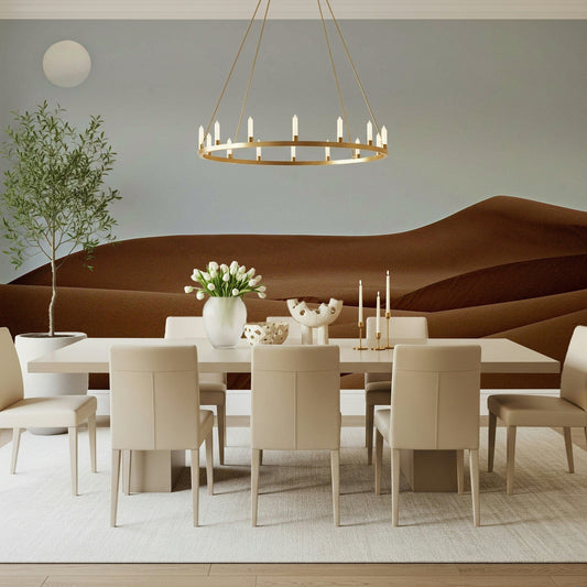 Earthy Dunes Under the Sun accent, minimalist horizon wall piece.