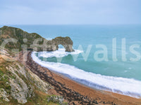 Panoramic ocean wall mural installed in a guest bedroom