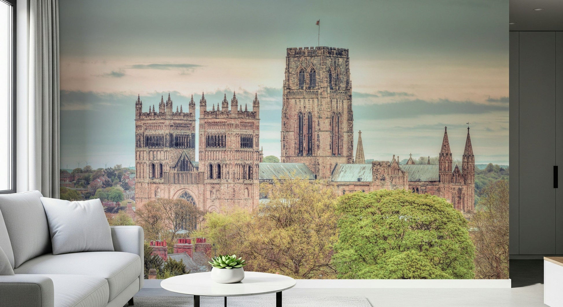 Ancient stone view of Durham Cathedral wallpaper