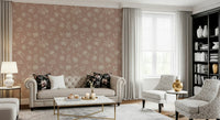 Artistic Dusty Rose Blooms peel and stick wallpaper mural