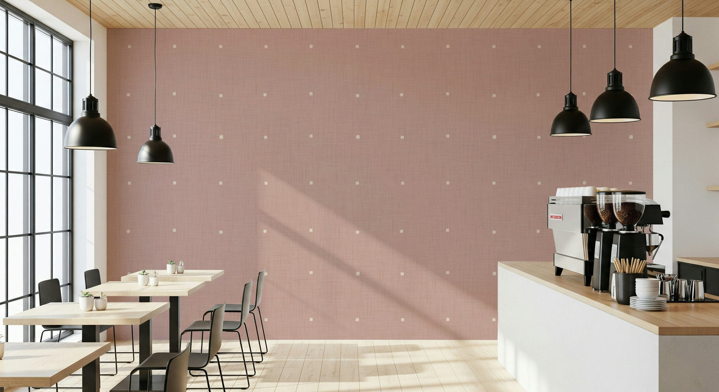 Textured chalky look Dusty Rose Grid wall mural vintage rose color