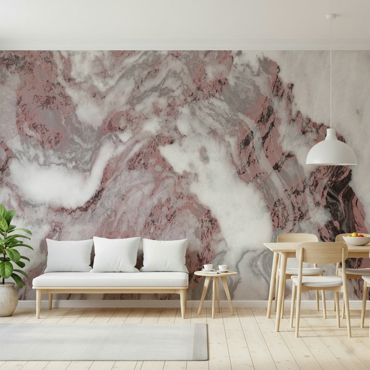 Dusty Rose Marble Swirl Wall Mural -2579026