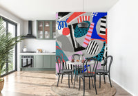 A beautiful modern art wall mural for a living room.

