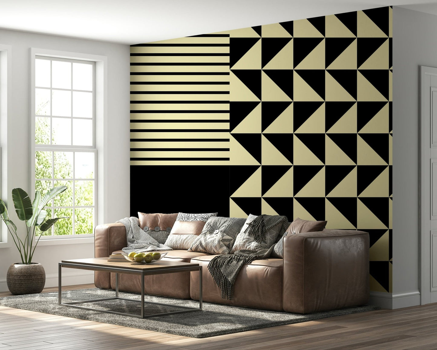 Fresque murale formes duo dynamique