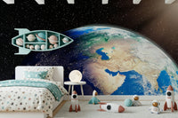 Satellite Earth from Space wallpaper for walls planetary horizon.