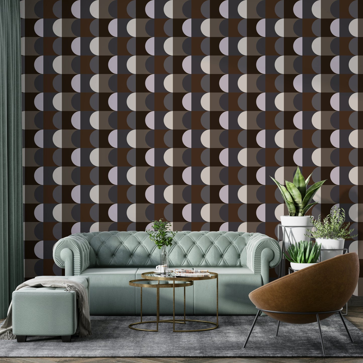 Earth-toned abstract wall mural

