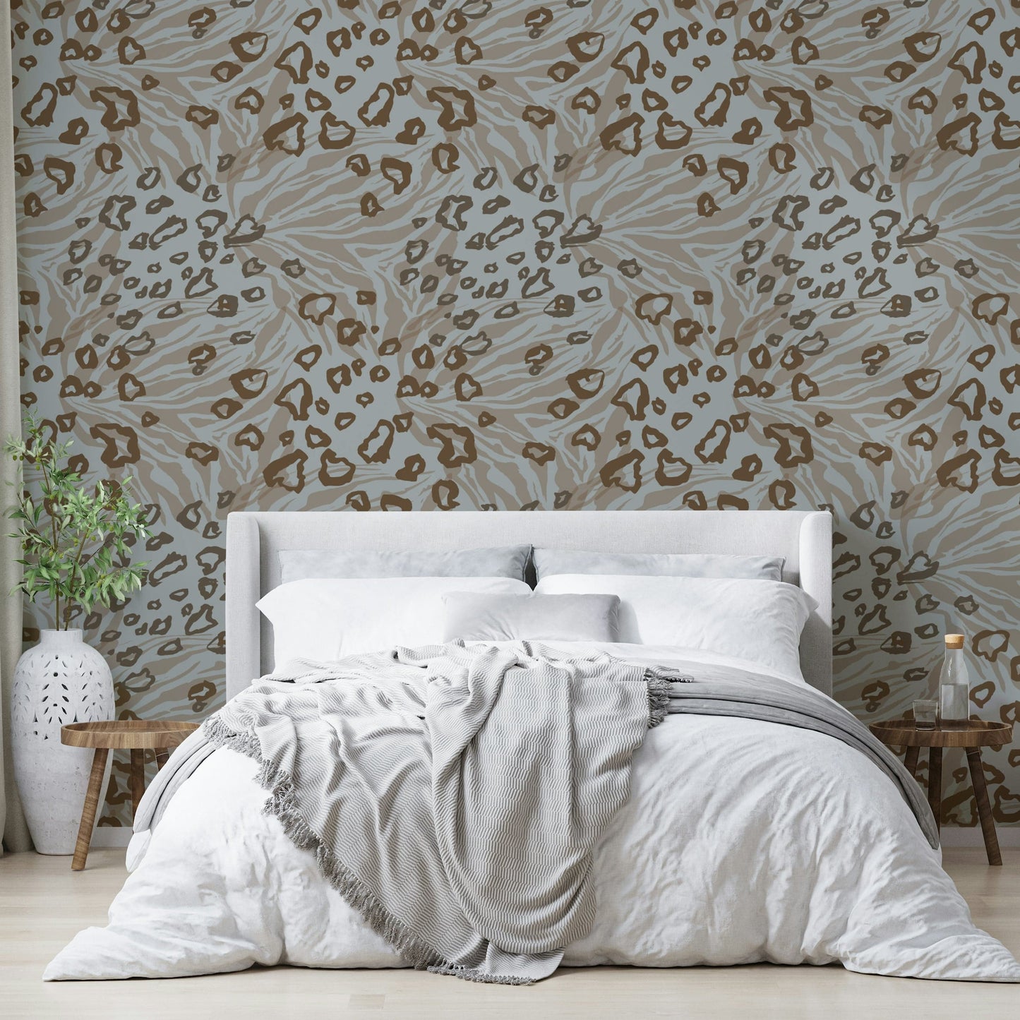 A calming serene animal wallpaper mural that defines a space.

