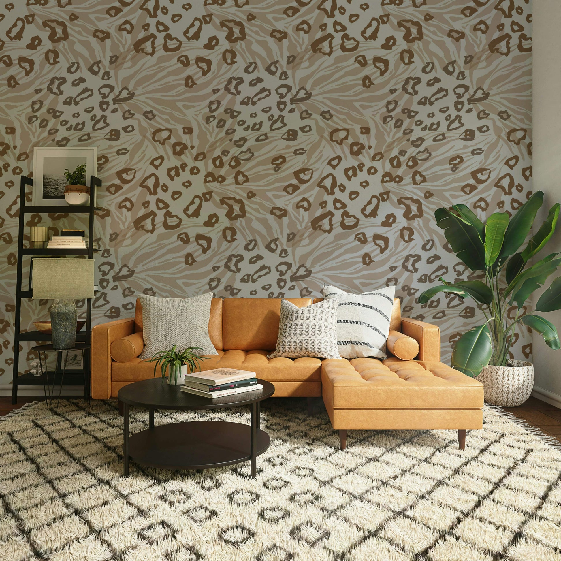 A serene neutral animalia wall mural for your decor.


