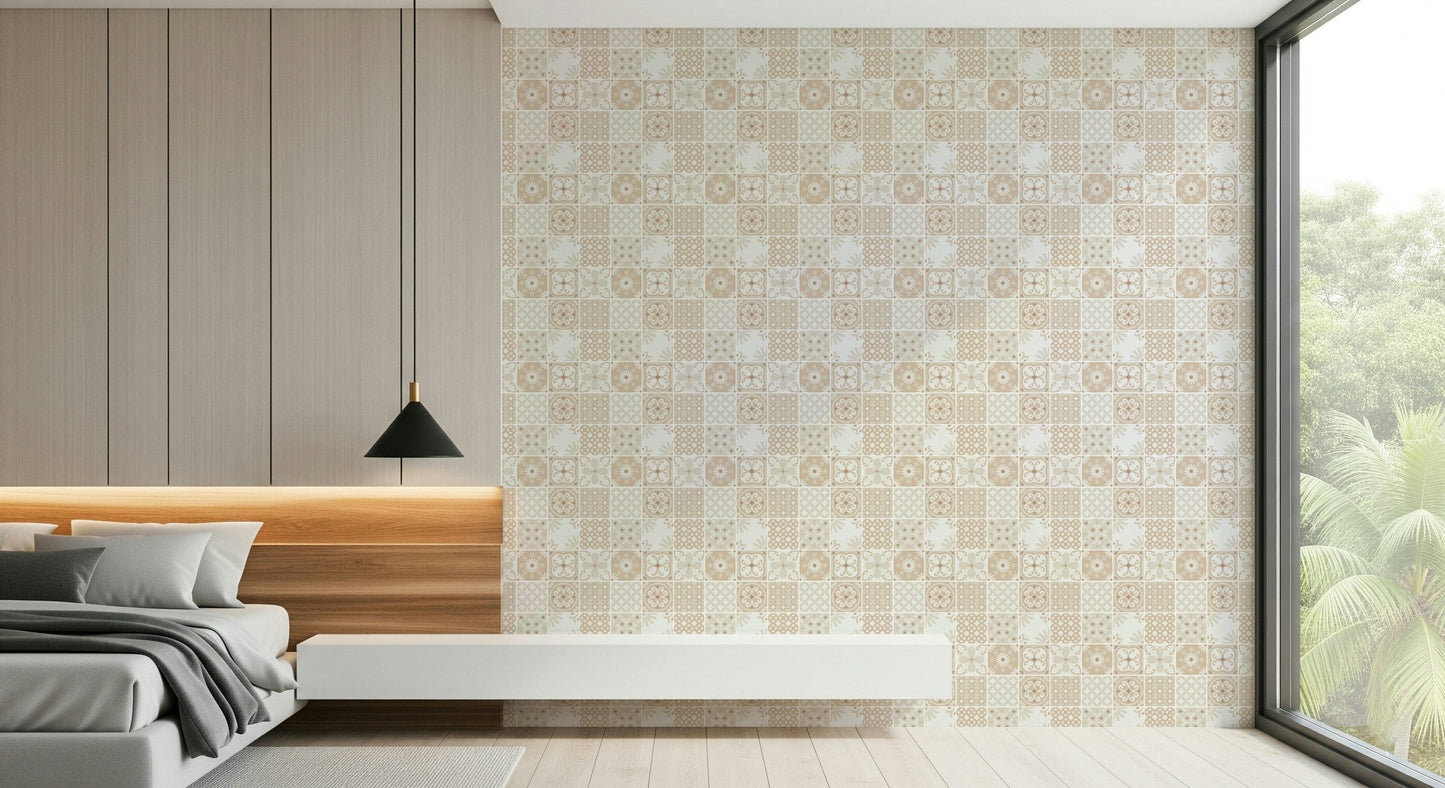 Vintage Folk Tiles ‚Äì Sand Beige