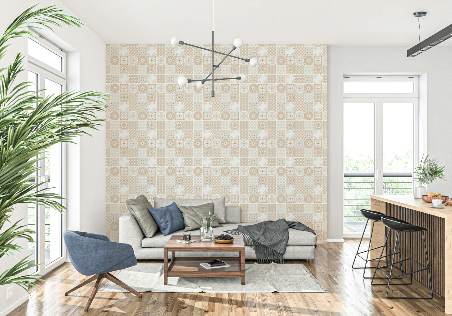 Vintage Folk Tiles ‚Äì Sand Beige