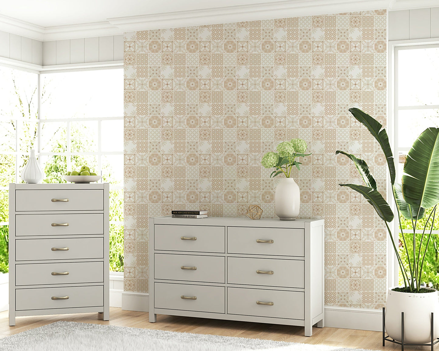 Vintage Folk Tiles ‚Äì Sand Beige