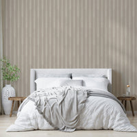 Vertical stripe wallpaper with leaf and plant motifs

