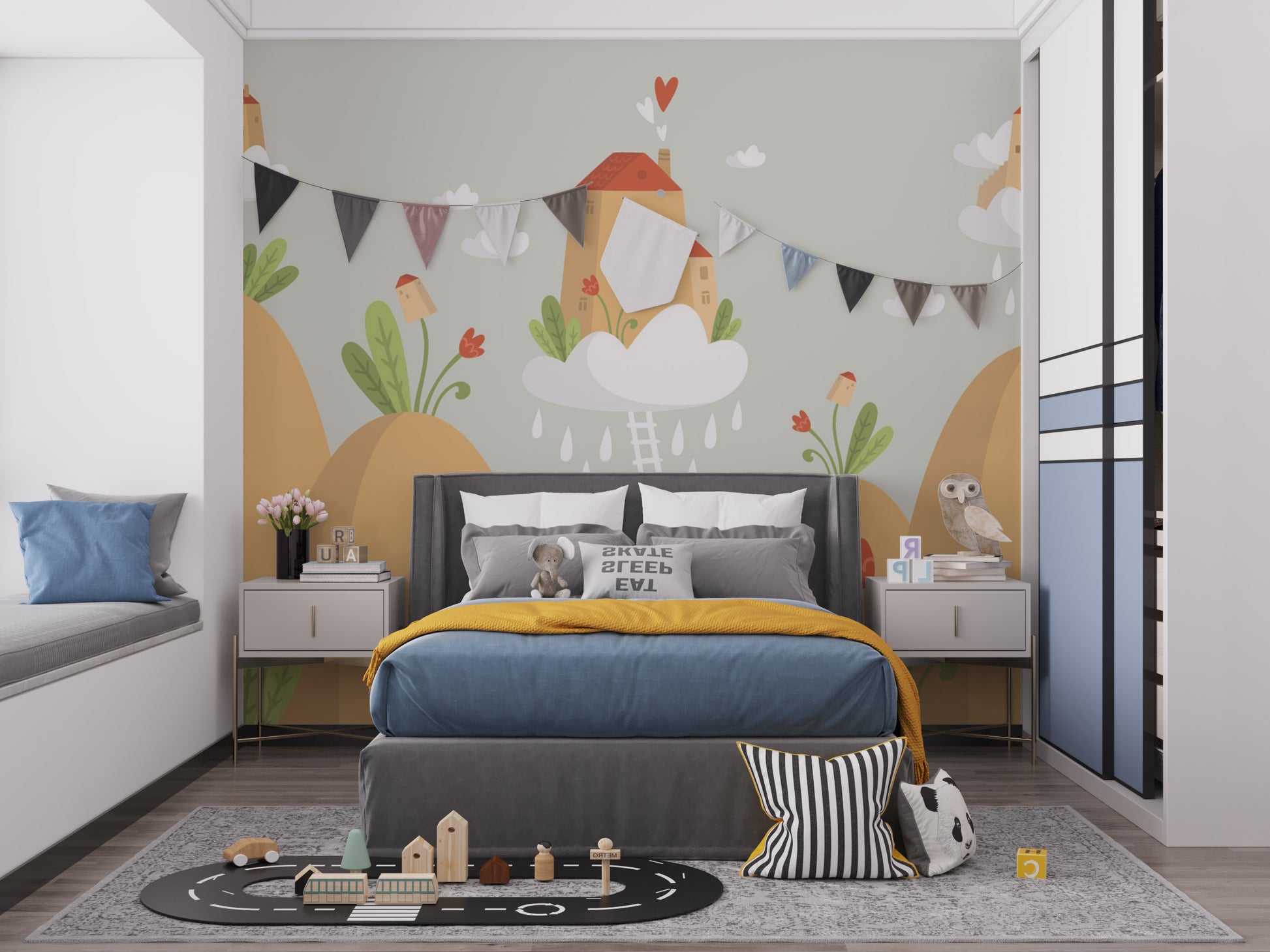 Earthy Brown Mountain House Wallpaper Murals - Giffywalls