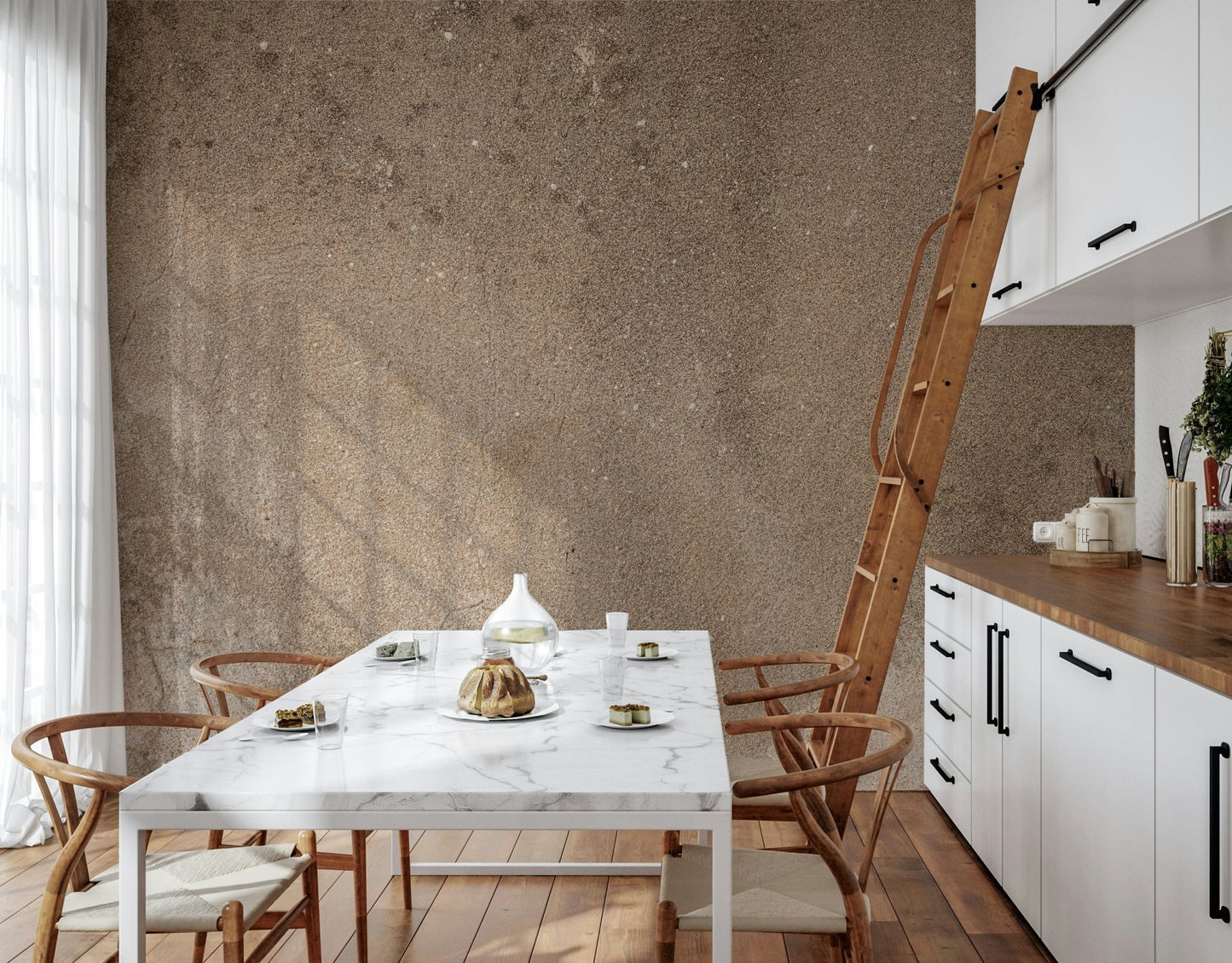 Earth-inspired abstract art with natural tones, wall mural for bedroom