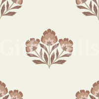 Earthy Flora design, elegant floral wallpaper, soothing colors, charming.