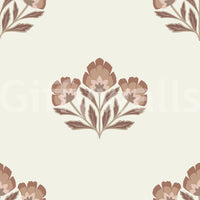Earthy Flora design, elegant floral wallpaper, soothing colors, charming.