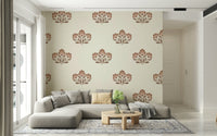 Earthy Flora wallpaper, stylized botanicals, harmonious wall décor.