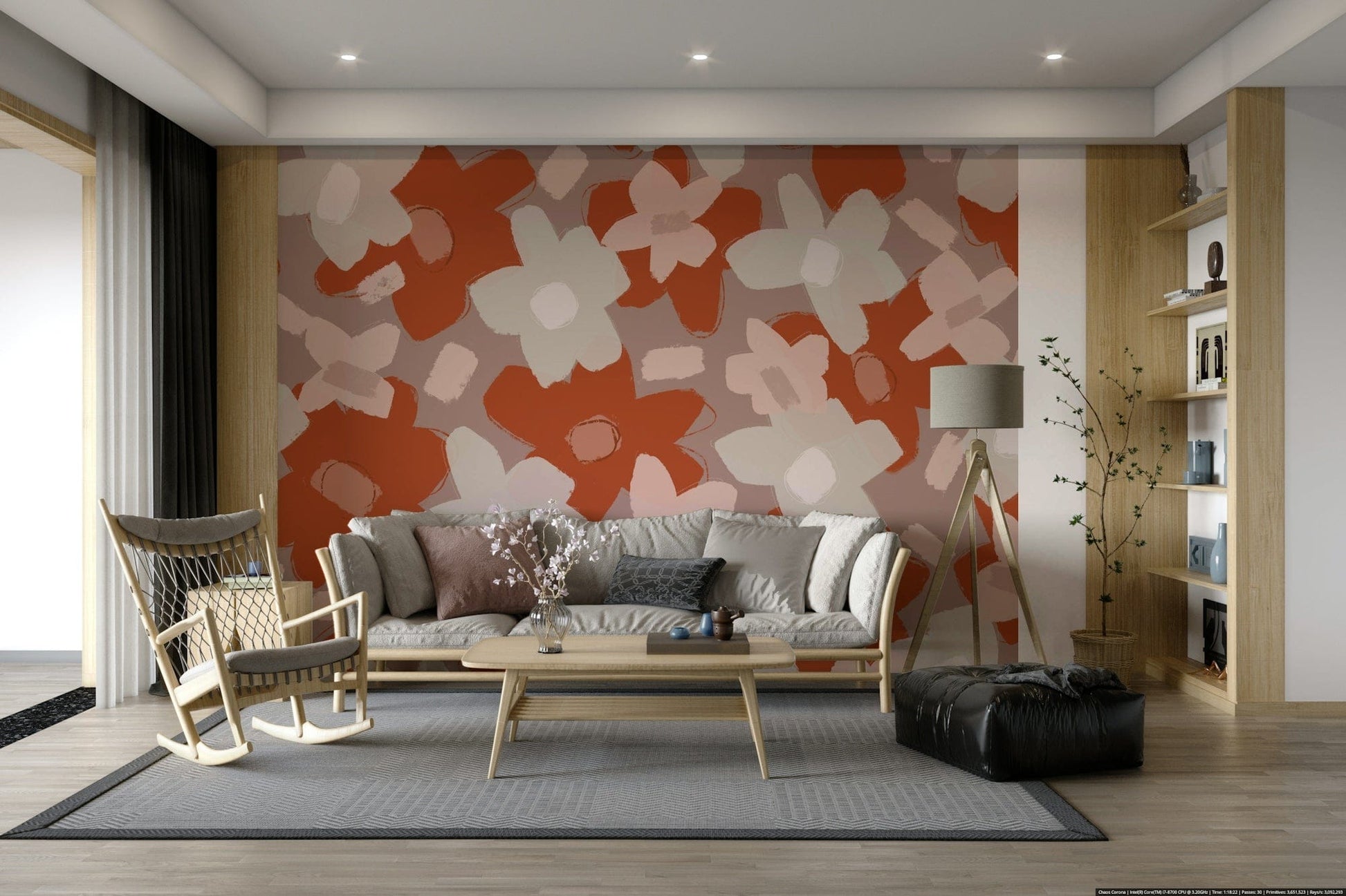 An artistic nature inspired mural for home decor.

