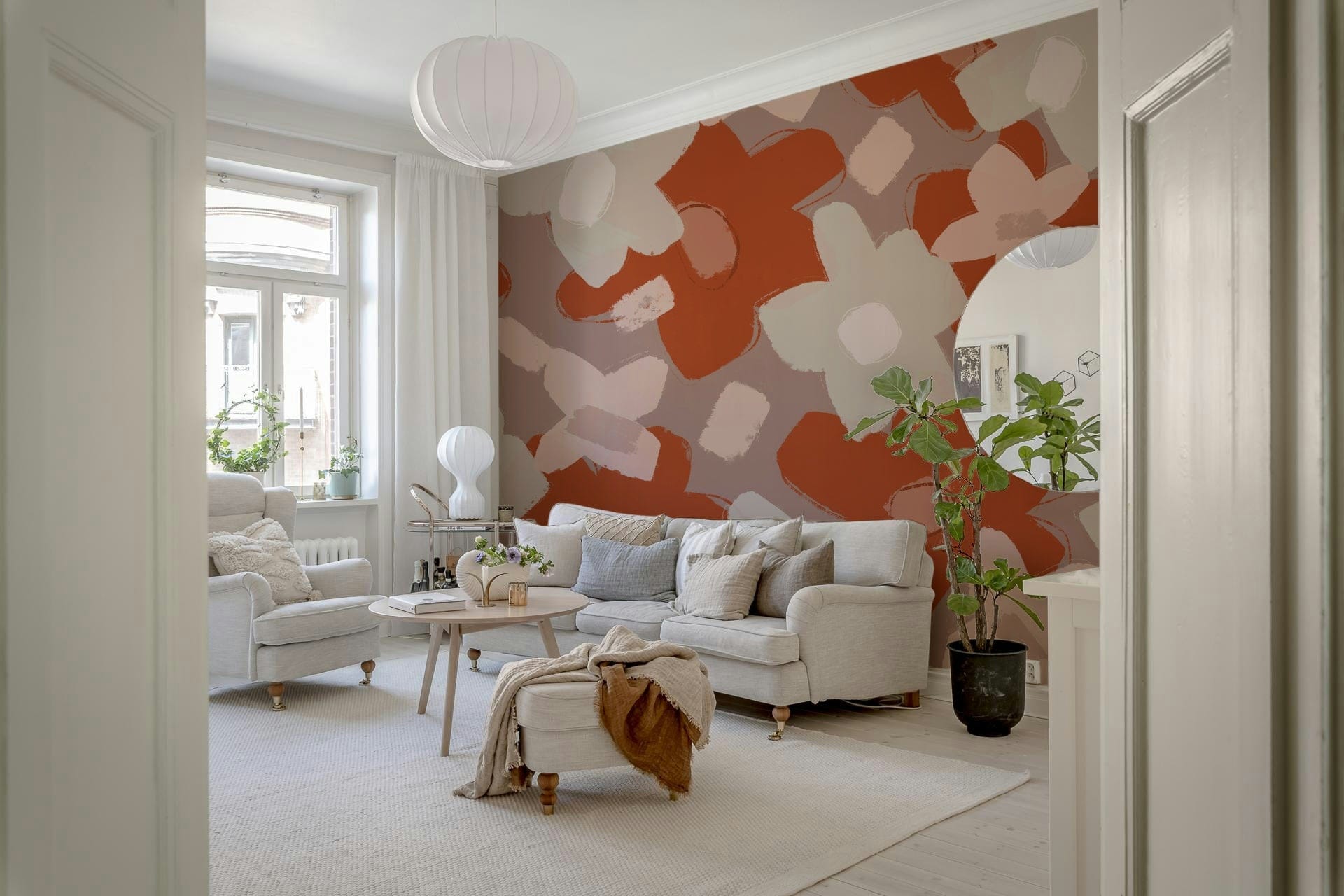 A classic earthy floral wallpaper for walls.

