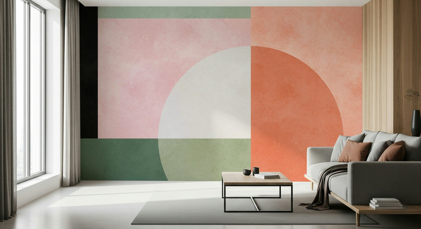 A beautiful modern art wall mural for a living room.

