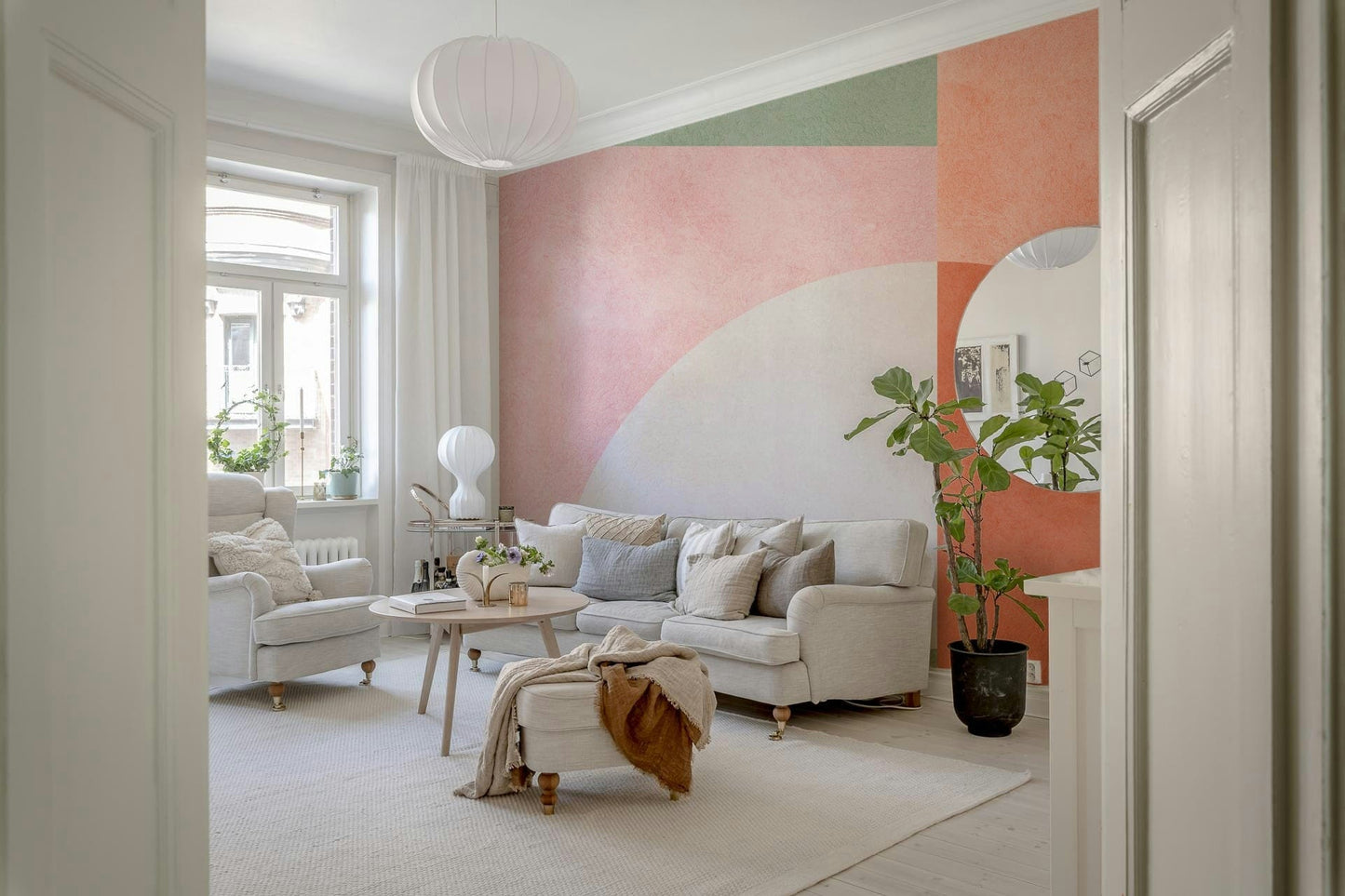 A contemplative subtle abstract wallpaper mural for a feature wall.

