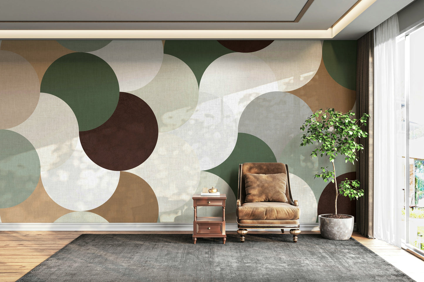 Harmony of shapes wall mural in soft tones

