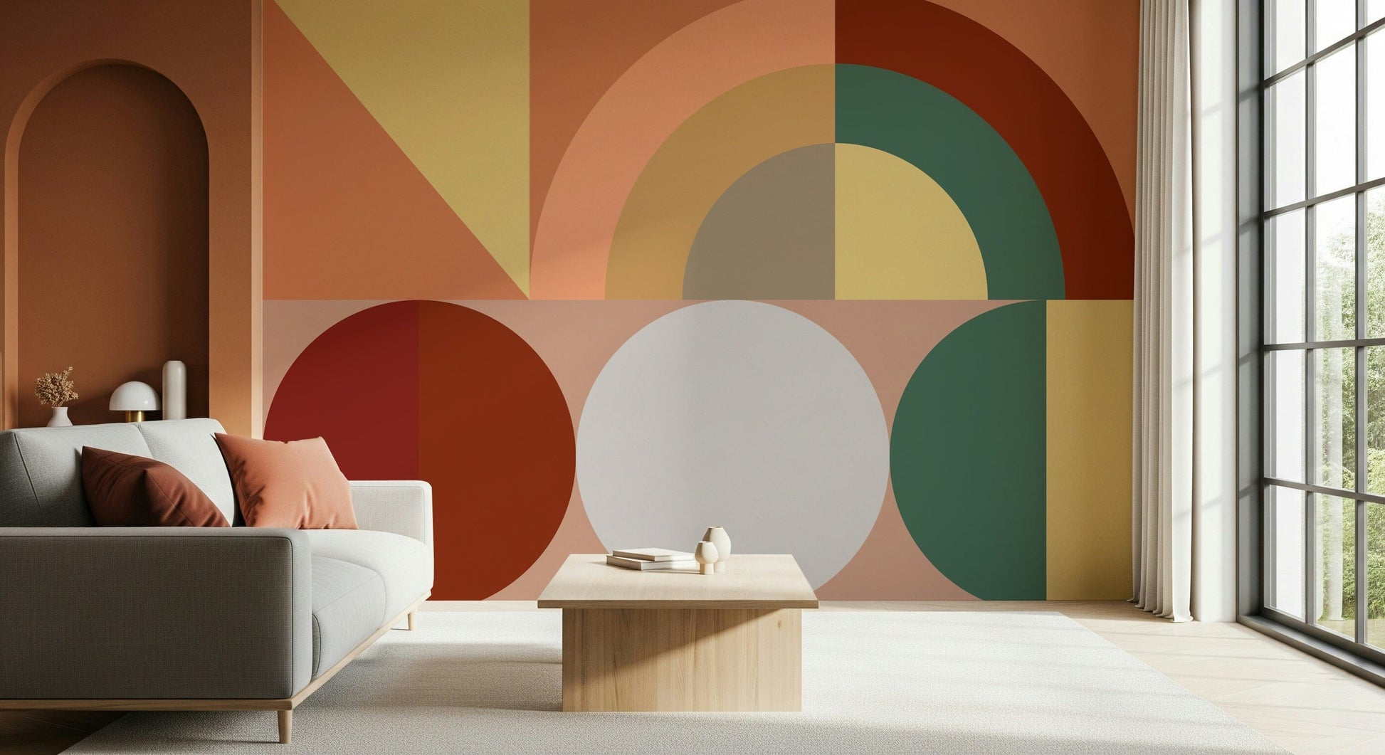 Nature-inspired wall mural with earthy shades capturing the beauty of autumn foliage.