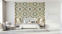 Triangles Composition Foliage Wallpaper — stylish mix of green hues and earthy accents.