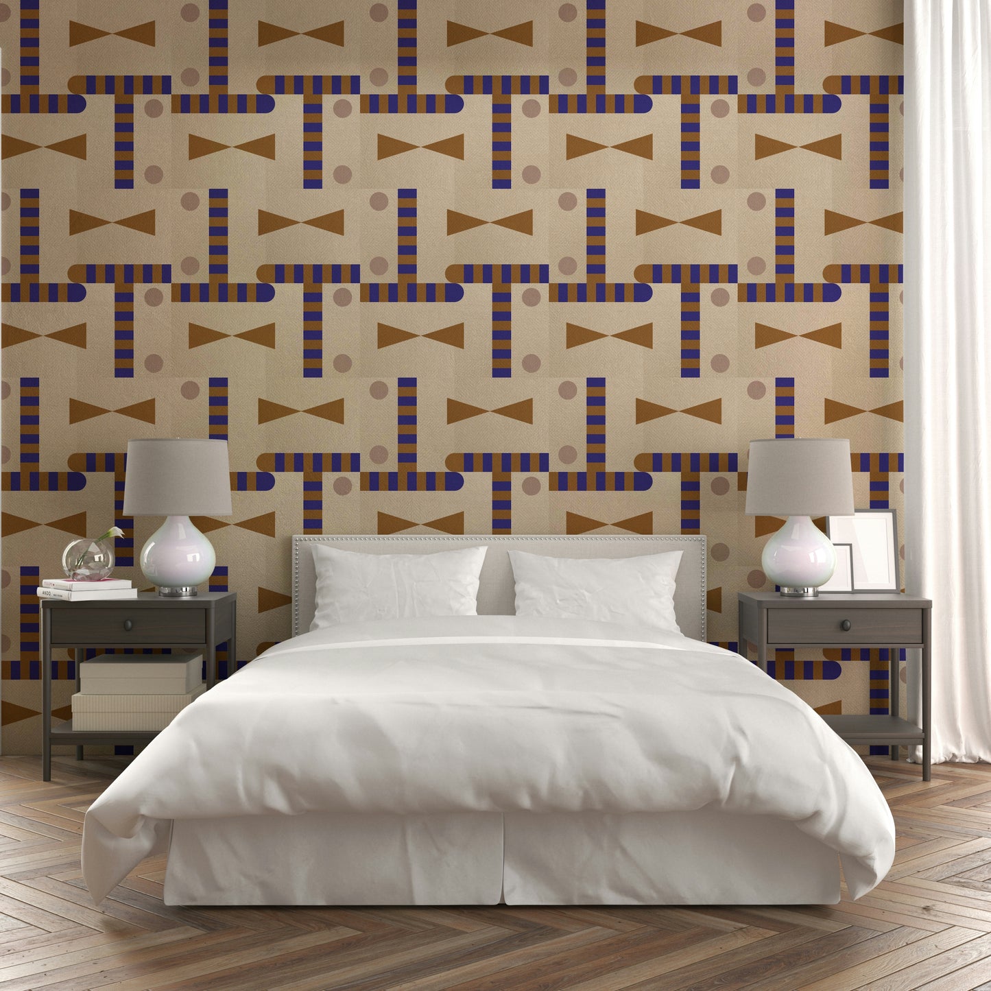 Soft fabric-inspired geometric wall covering

