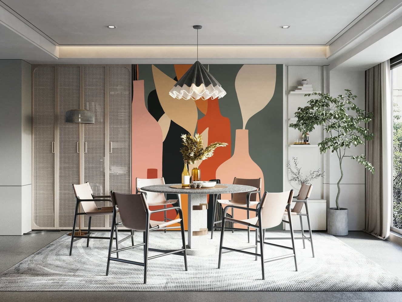 Earthy Hues Bottle Decor Wall Mural