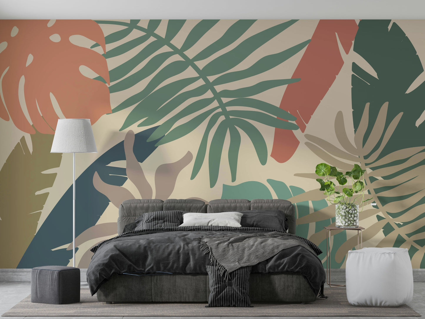A beautiful wide-angle wall mural of lush greenery.
