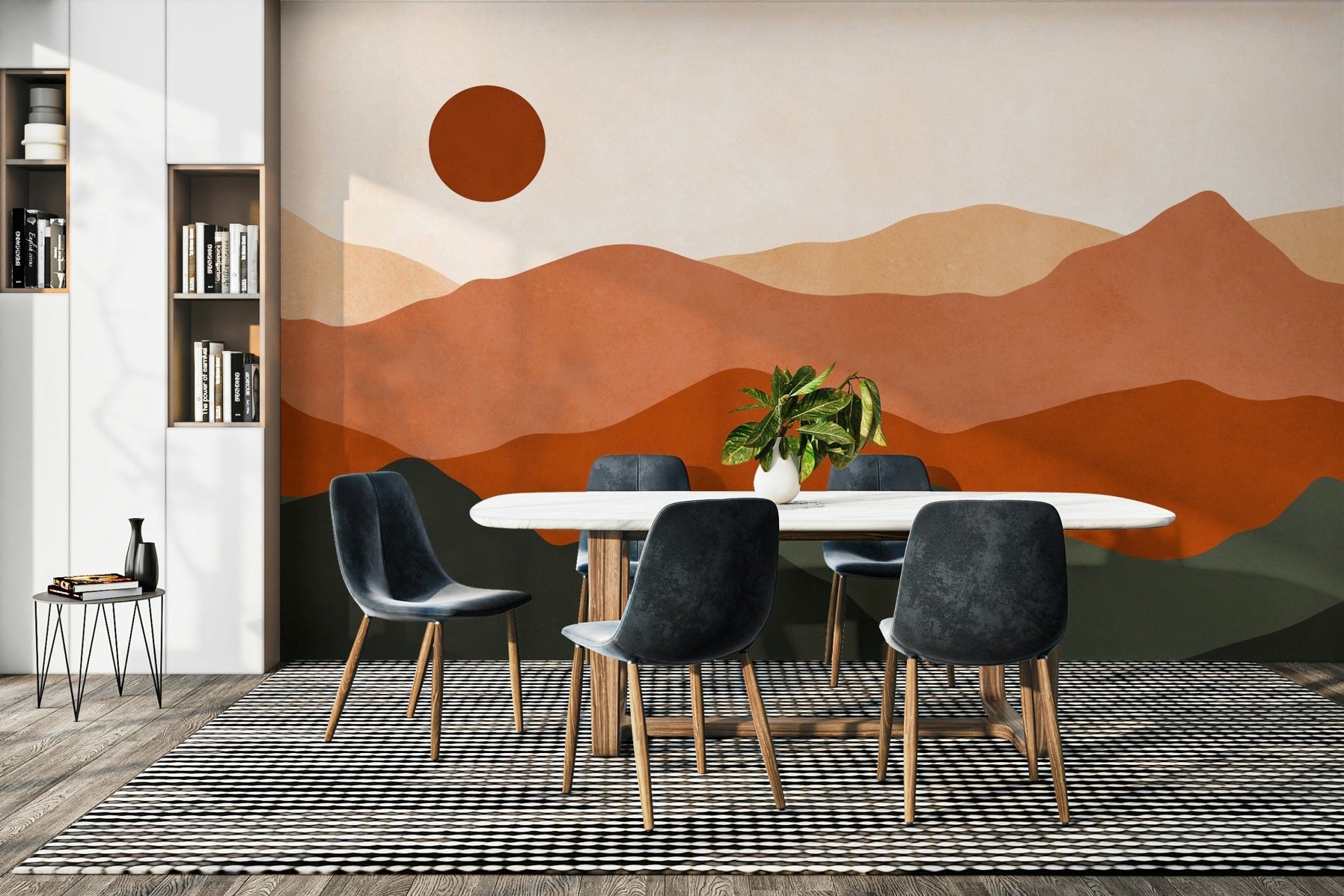 The room feels warm and contemporary due to the elegant design.

