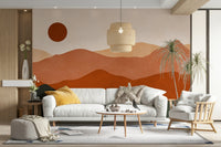 A close-up view of the detailed color blending in the mountain shapes.

