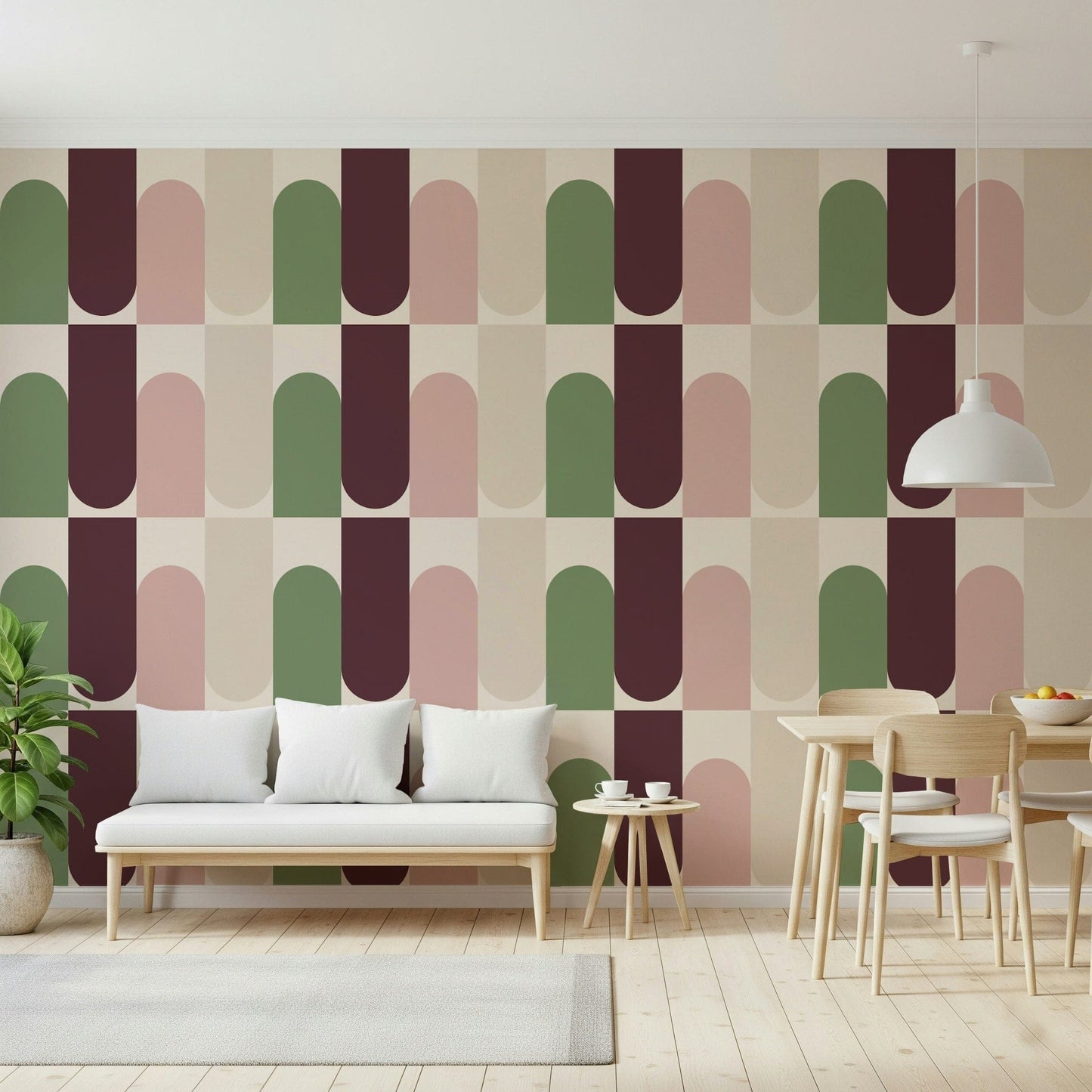 Abstract Shapes Blend mural wallpaper, pastel hues.