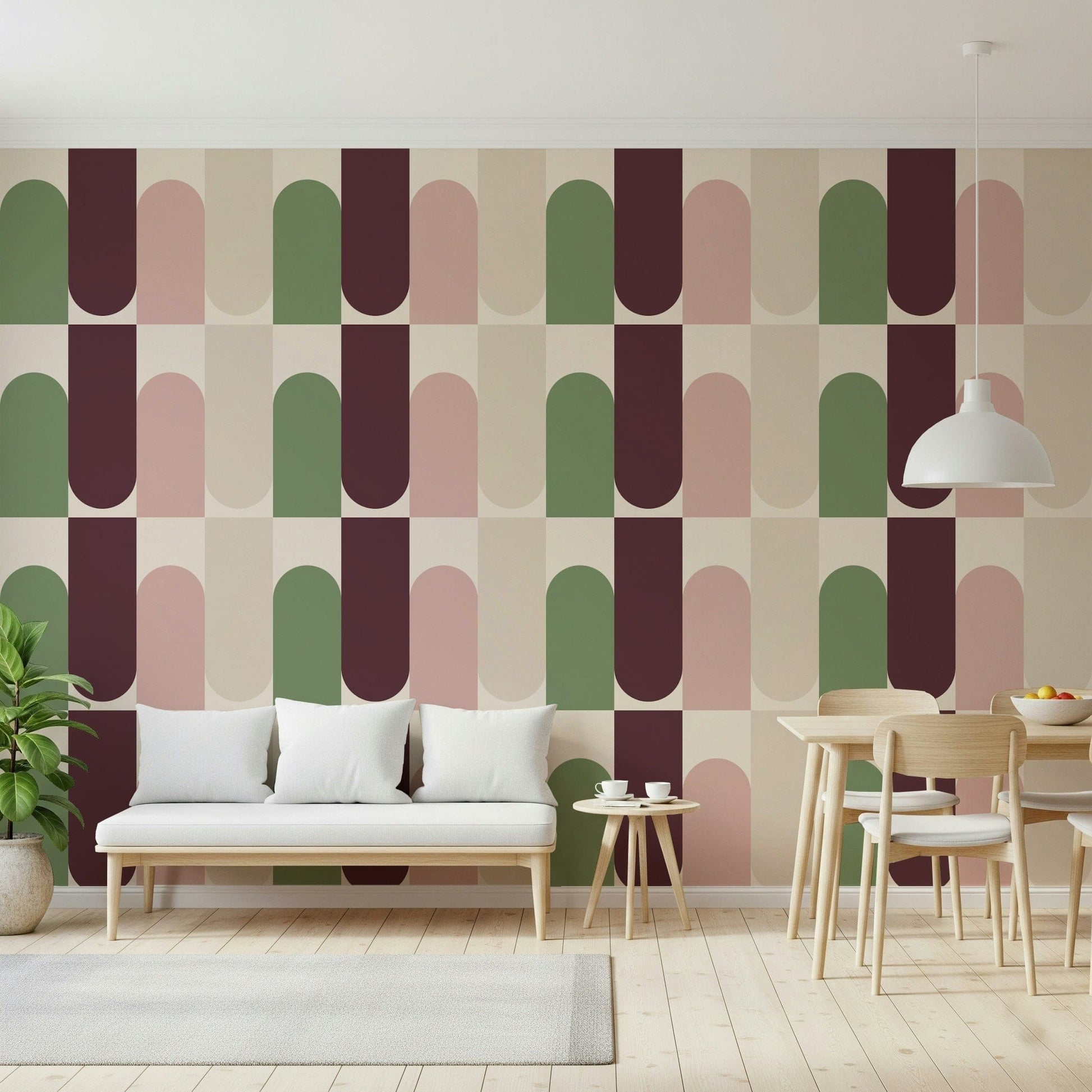 Abstract Shapes Blend mural wallpaper, pastel hues.