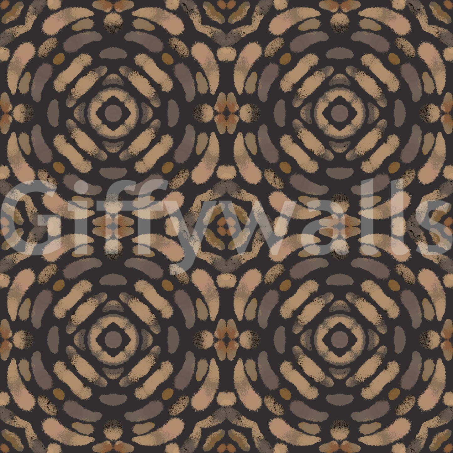 Layered geometric symmetry in natural hues of beige, tan, and warm browns.