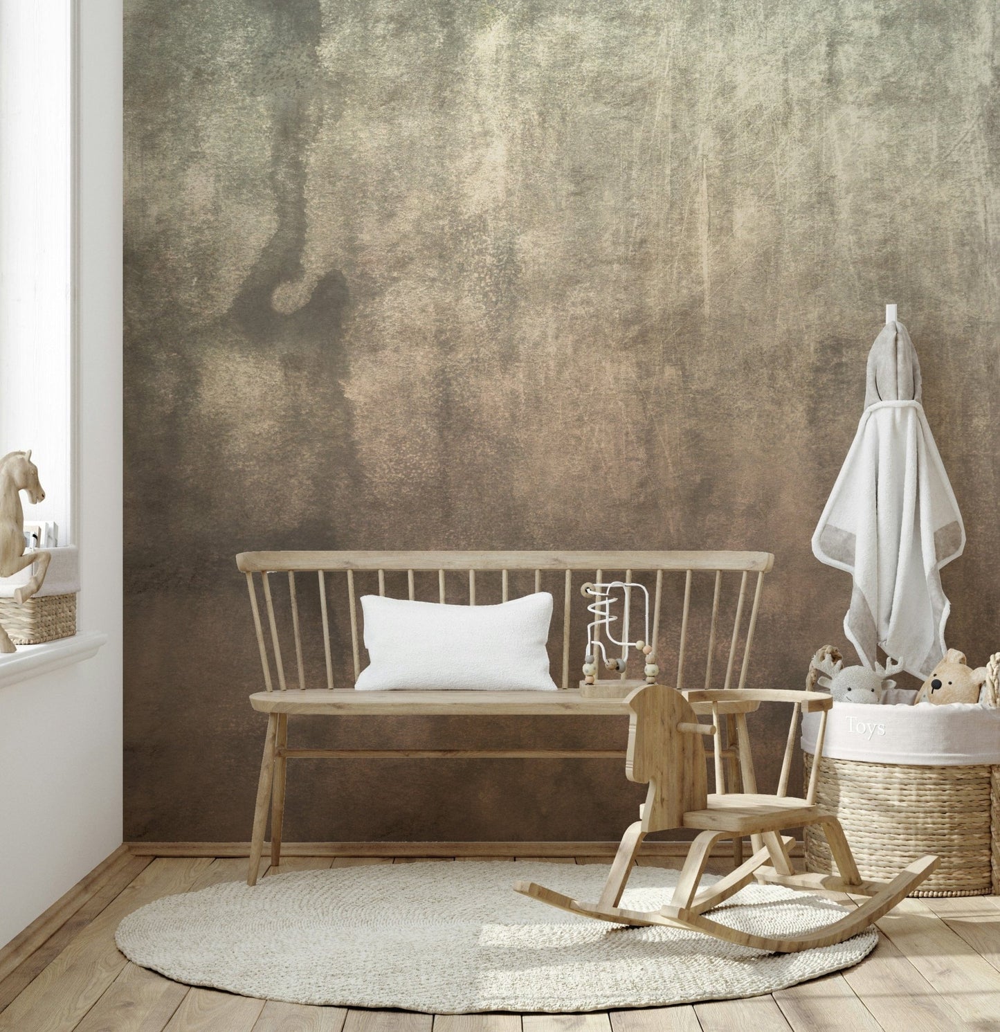 Earthy Textured Watercolour - Mushroom Wall Mural