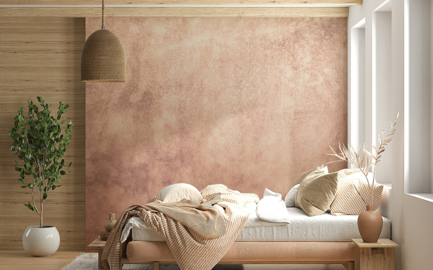 Earthy Textured Watercolour - Peach Wall Mural