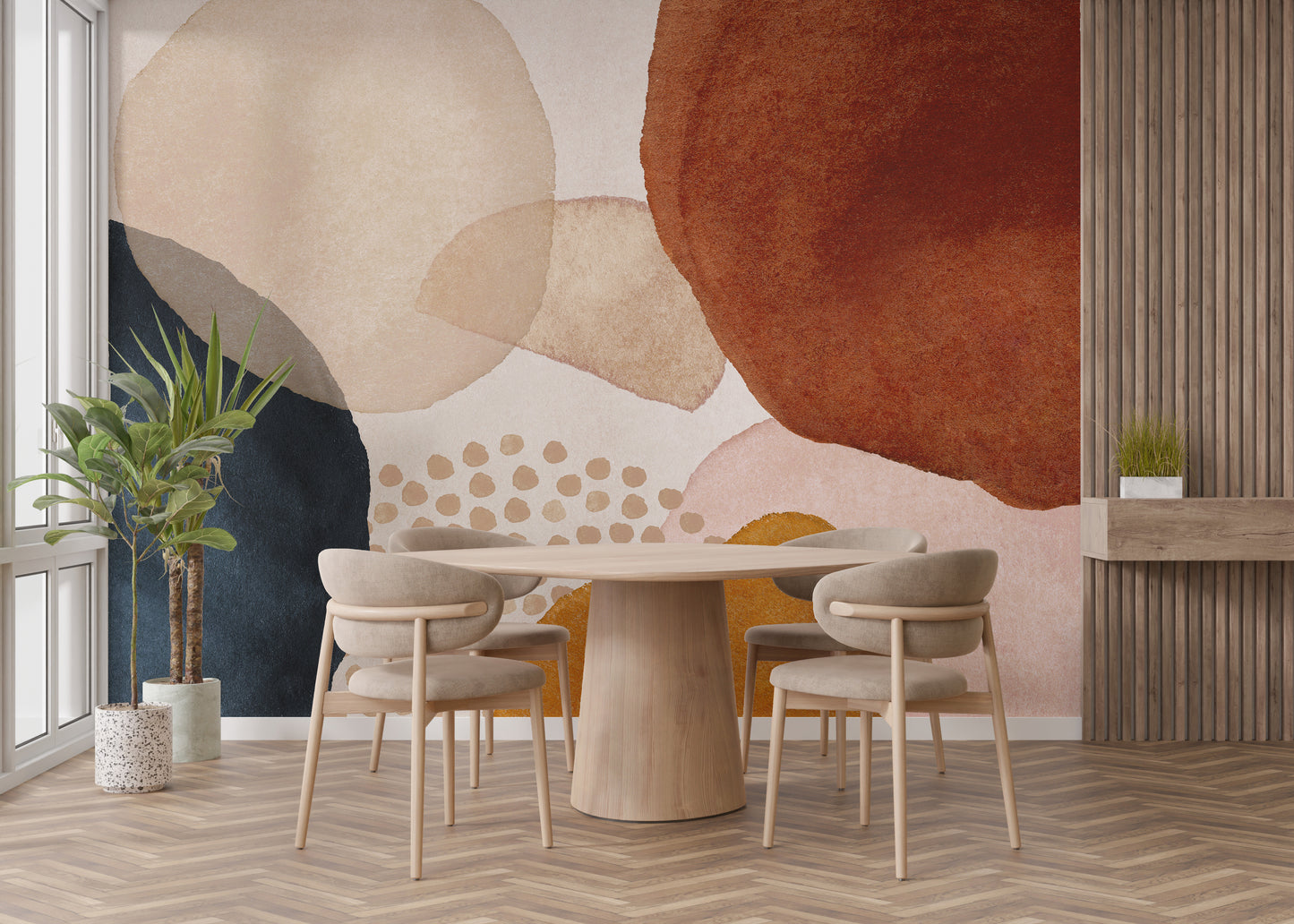 Abstract shapes in earthy wallpaper hues