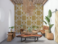 Accent statement wall mural, heritage patterned design, chic.