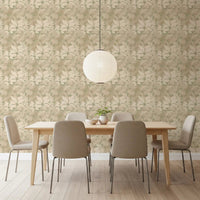 Earthy Tropics wallpaper with oversized monstera leaves silhouettes
