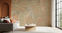 Modern abstract for office wall mural displaying a dense jungle pattern in neutral palette