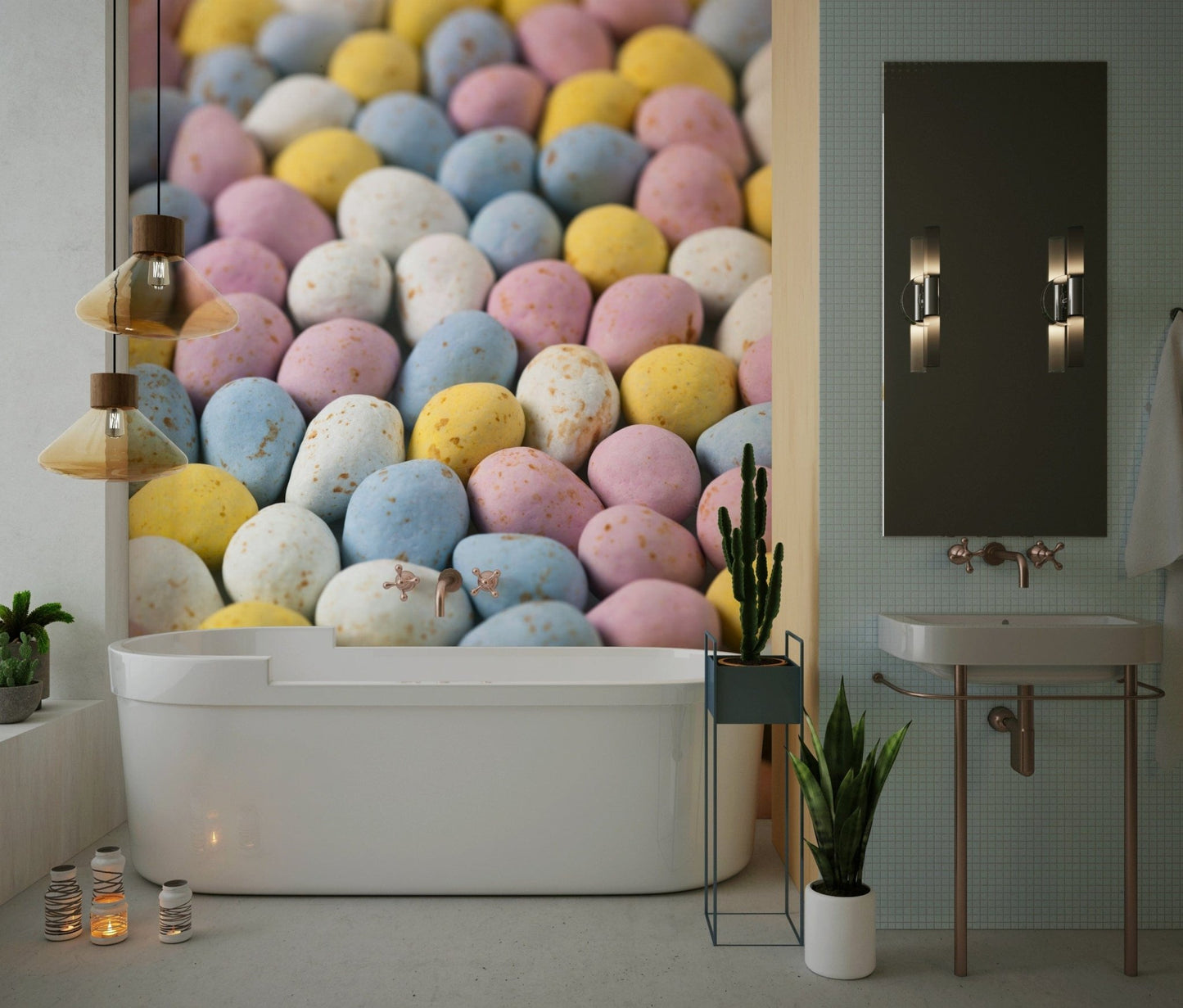 Bright Easter candy wall mural in focus