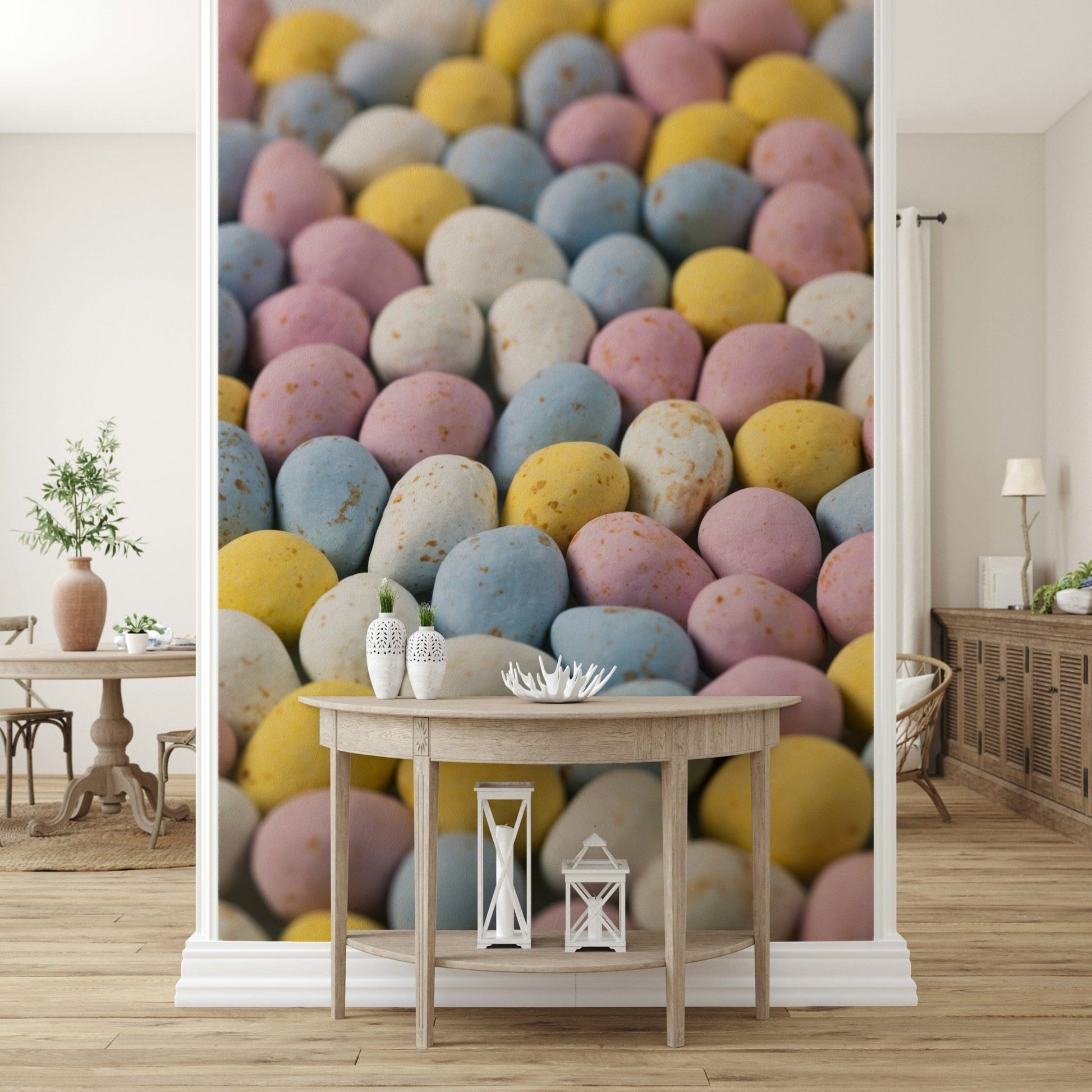 Speckled sweet eggs wall mural in pastel