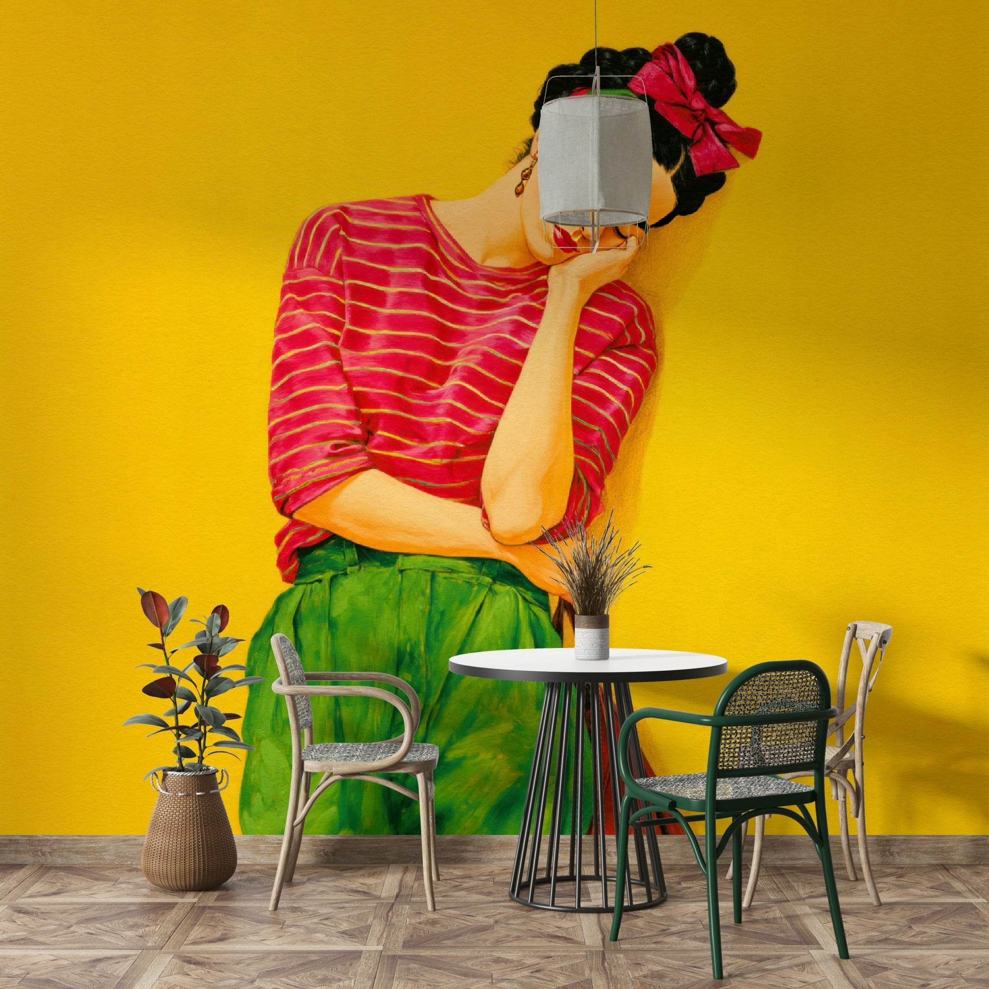 Golden hour-inspired mural in gentle neutral tones

