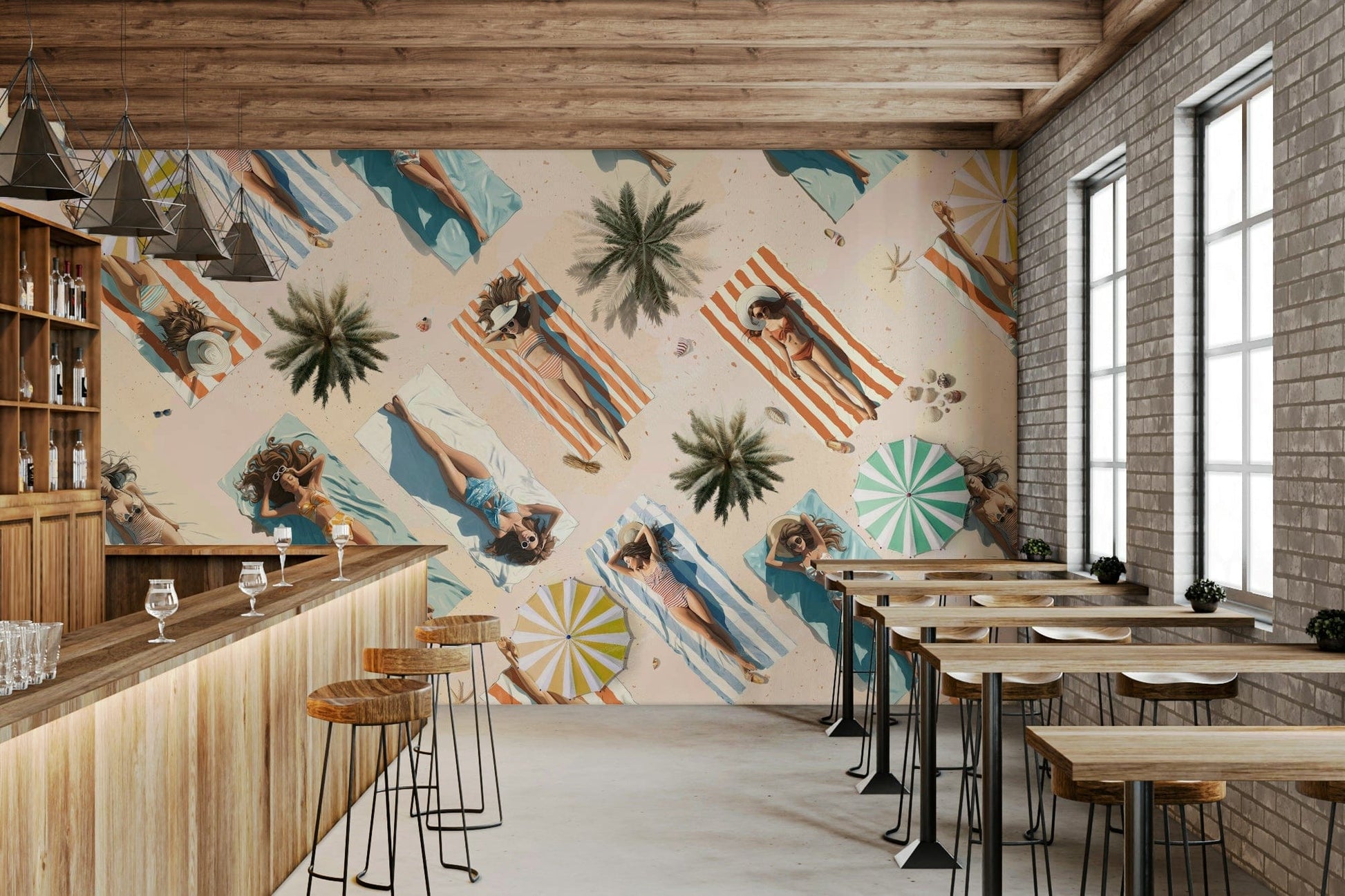 Tranquil wall mural capturing the soft glow and calm hues of summer’s edge.