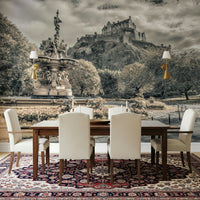Royal Castle Vista stone ramparts wallpaper for home office