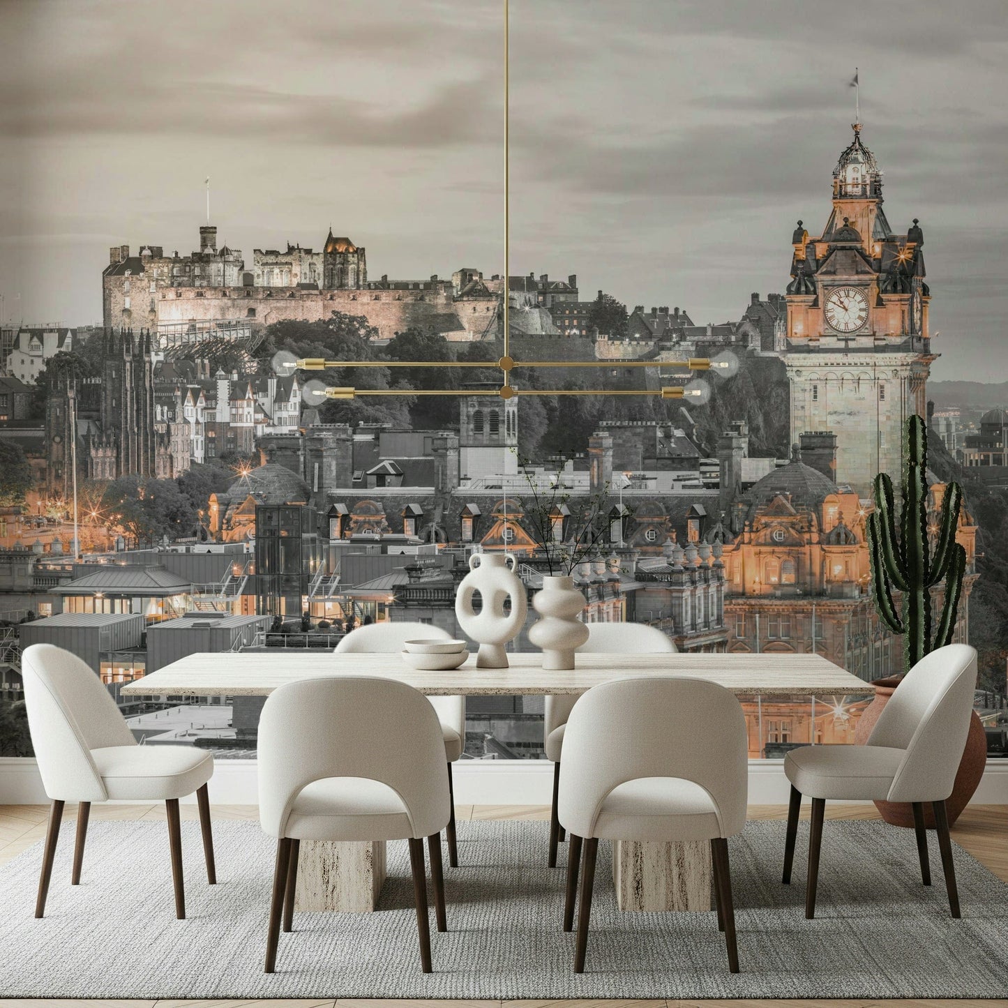 Large format Edinburgh Castle wall mural, detailed building design.