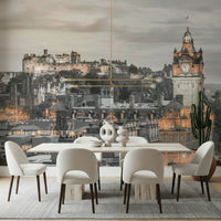 Large format Edinburgh Castle wall mural, detailed building design.