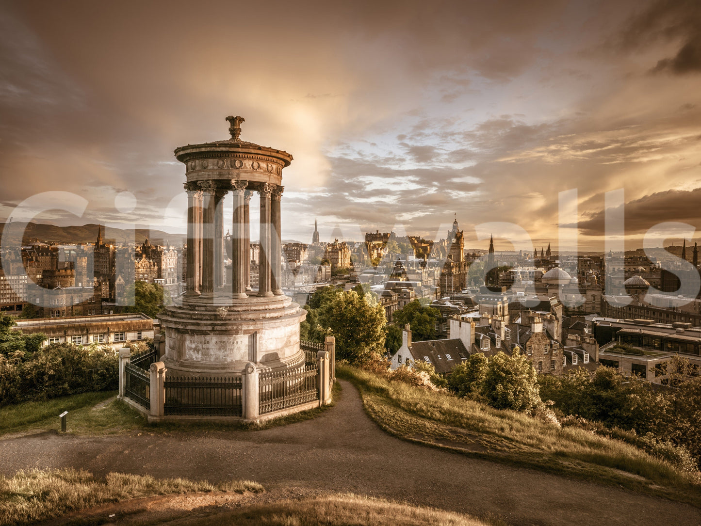 Calton Hill wall mural Edinburgh's iconic national monument replica